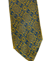 Vintage 1960s Tie Skinny Blue Green Gold Foil Print Regal All Silk MCM R... - €34,50 EUR