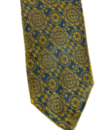 Vintage 1960s Tie Skinny Blue Green Gold Foil Print Regal All Silk MCM R... - $54.80 CAD