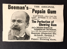 Beeman’s Pepsin Gum Ad-Indigestion-Sea Sickness-Quack Medicine 1890s Tri... - £7.47 GBP