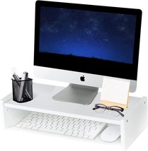 Bamboo Monitor Stand Riser, Monitor Riser with 2 Adjustable Height,15.8&quot; (White) - £11.59 GBP
