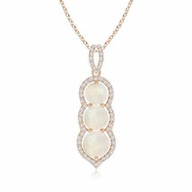 ANGARA Graduated Floating Three Stone Opal Pendant in 14K Solid Gold | 18&quot; Chain - £714.08 GBP