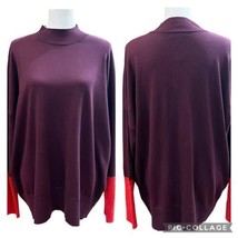 Universal Standard NWT High Neck Colorblock Cuff Sweater Burgundy Sz M  ... - £33.13 GBP