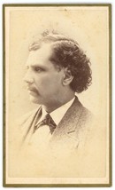 CIRCA 1870&#39;S CDV Profile Man Mustache Curly Hair Suit Jordan Cedar Falls, IA - £9.57 GBP