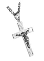 Lord&#39;s Prayer Cross Necklace for Men Boys Stainless 20 - £46.07 GBP