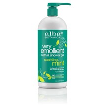 Alba Botanica Very Emollient Bath &amp; Shower Gel, Sparkling Mint, 32 fl oz - £30.36 GBP