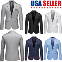 Men&#39;s Tuxedo Jacket Notched Lapel One Button Suit Blazer for Dinner Wedding Prom - £19.65 GBP+
