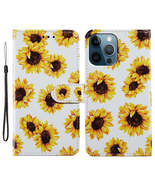 Sunflower Drawing Leather Case for iPhone 15 Pro Max, Colored - £17.52 GBP