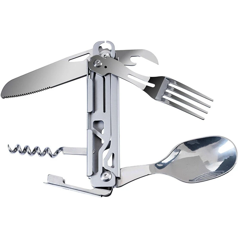 Camping Utensil Set 6-in-1 Flatware Set Detachable Cutlery Folding - £18.09 GBP
