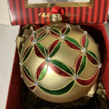 Waterford Holiday Wedge Ball Glass Christmas Ornament 153744 with Box  - $34.64