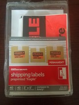 Office Depot 373-052 Fragile Handle With Care Shipping Label Ship Mail 4... - $20.67