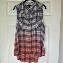 Rock &amp; Republic Sleeveless Button Down Women’s Ombré Embellished Top Siz... - $10.63