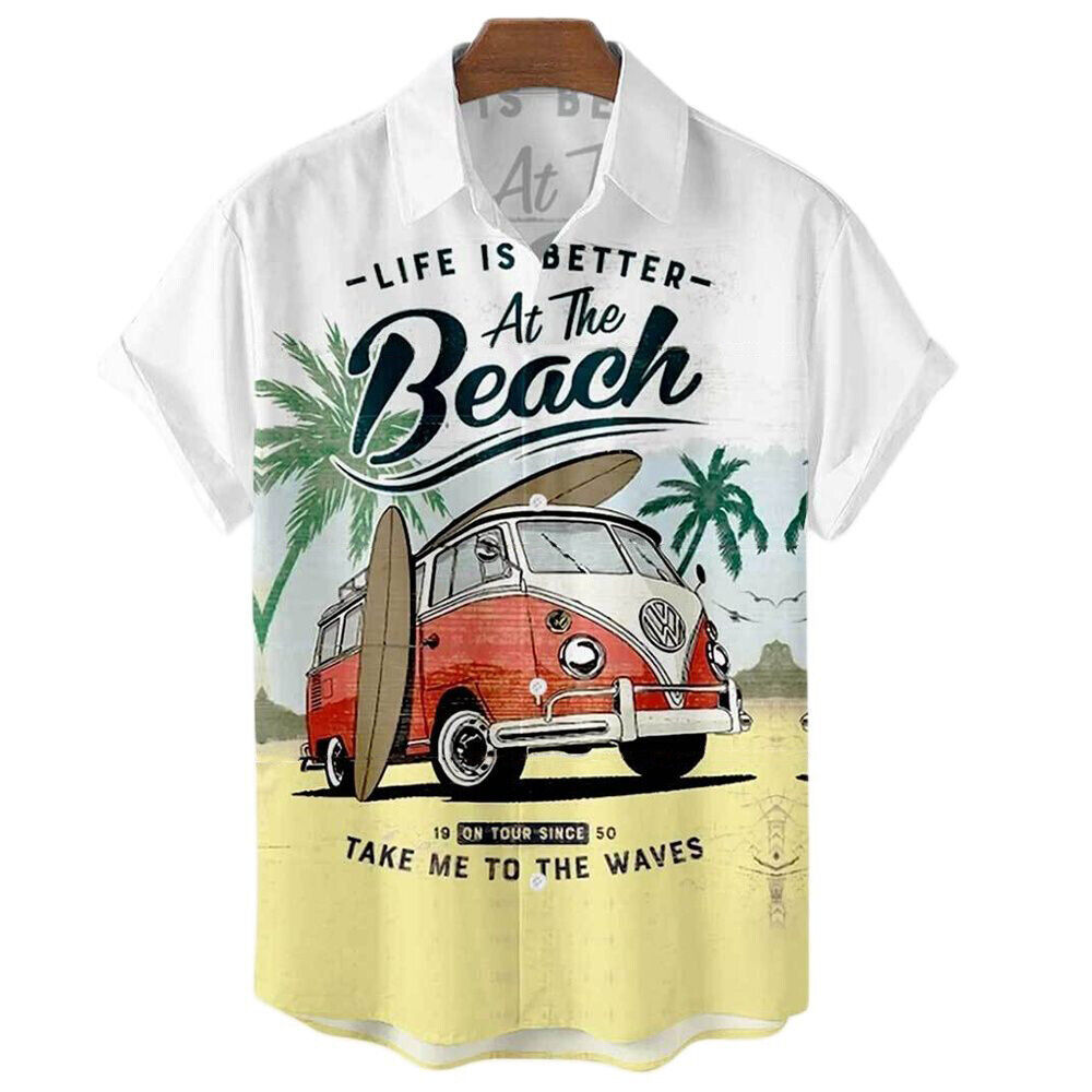 Hawaiian shirt for men VW Bus Typ2 T2 Bulli classic car - $29.00
