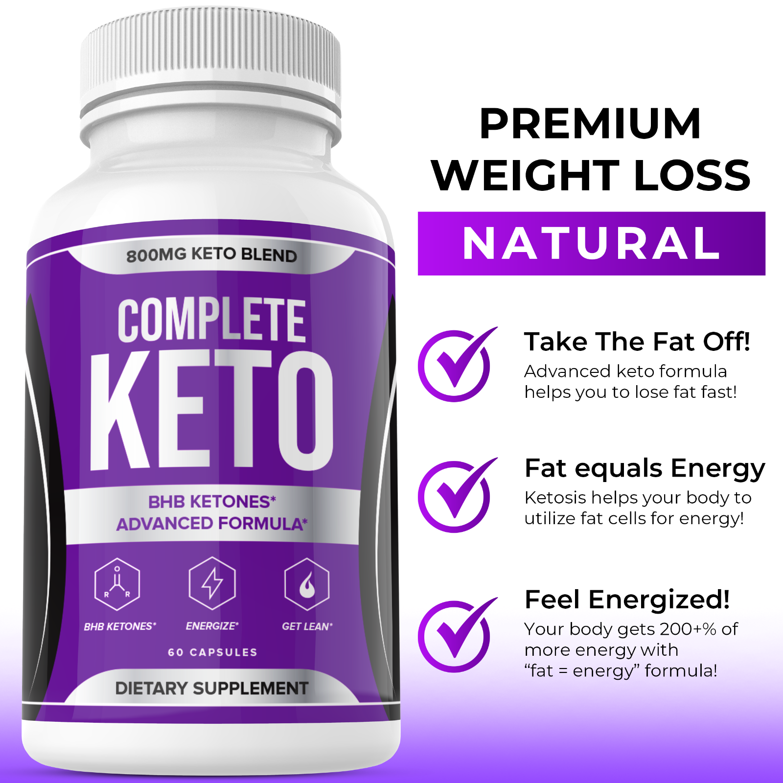 Complete Keto Weight Loss Diet Pills Fat Burner Supplement for Men Women - $25.98