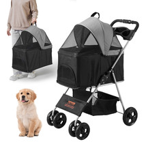 VEVOR Pet Stroller 4 Wheels Dog Stroller with Brakes 35 lbs Weight Capacity - £81.77 GBP