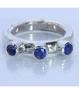 Natural Blue Sapphire Handmade Sterling Silver Gents Frog Eye Style Ring... - £59.99 GBP