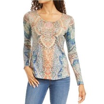 Style Co Womens M Lavish Leaves Printed Long Sleeves Top NWT CE20 - $19.59