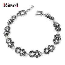 Kinel Ethnic Antique Tibetan Silver Bracelets For Women Gray Crystal Sto... - $12.42