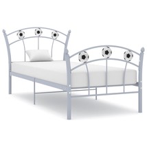 Bed Frame with Football Design Grey Metal 90x200 cm - £62.53 GBP
