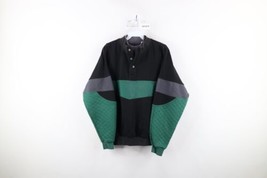 Vintage 90s Streetwear Mens Medium Faded Color Block Layered Henley Sweatshirt - £43.47 GBP