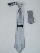 Men's Satin Silky Tie Hankie Set J.Valintin Private Collection R65 Solid Silver image 2