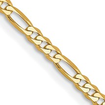14K Gold Flat Figaro Chain Necklace 24&quot; 2.25mm - £292.17 GBP
