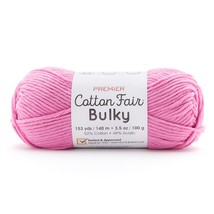 Premier Yarns Cotton Fair Bulky Yarn Solid Bubblegum - $34.68