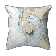 Betsy Drake Tampa Bay, FL Nautical Map Small Corded Indoor Outdoor Pillow 11x14 - £39.77 GBP