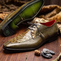 Merida Derby's Shoes Caiman and Lizard Lace Up Olive Green image 8