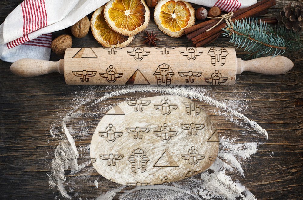 Engraved rolling pin. Original shape. LOVE pattern. Laser Engraved for cookies.  - $27.49