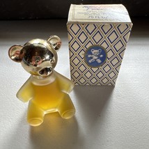 Avon Teddy Bear Decanter Topaz Cologne Glass Bottle  .75 Fl Oz Full Vintage - $6.92