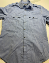 DESIGNER EXPRESS FITTED BUTTON TUCK IN LONG SLEEVE DRESS BLUE SHIRT SIZE... - $21.41