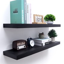 Floating Shelves - Rustic Wooden Wall Shelves Set Of 2 - Wall Mounted Storage Sh - £106.49 GBP