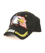 USA w/Eagle and American flag on a new black ball cap  - £15.93 GBP