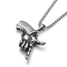 Mens Punk Pistol Gun Pendant Necklace Rock Jewelry Stainless Steel Box Chain 24&quot; - £9.48 GBP
