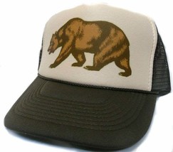 California Bear Trucker Hat mesh Hat adjustable cap Tan Brown new - $17.59