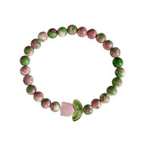 Gemstone Bracelet 6mm Folower Beaded Randrop Stone Strech Bracelet with ... - $15.73