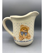 Vtg 80s Teddy Bear Hearts Ceramic Pitcher Country - $11.32