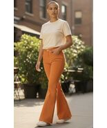 GANNI Orange Flare Button Fly Jeans Size 30 Waist Made in Italy - $34.64