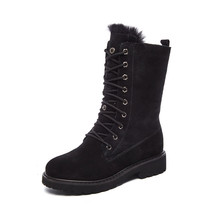 Woman Winter Boots New Wedge Shoes Leather Snow Boots Winter Women&#39;s Shoes Pig S - £63.27 GBP