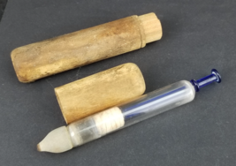 Civil War Era Glass Medical Syringe w Blue Glass Thread Wound Plunger Wo... - $739.20 MXN