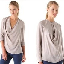 NWT Womens Size 4 Vince Beige Pure Silk Georgette Cowl Neck Blouse Top - £33.67 GBP