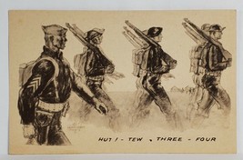 Military Soldiers Comics &quot;Hut! Tew Three Four&quot; Marshall Davis Postcard T9 - £12.13 GBP