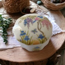 Takahashi Trinket Box Porcelain Vintage Handpainted Parrot Flowers San Francisco - £15.86 GBP