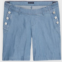 NWT TOMMY HILFIGER women’s chambray sailor 5” classic stretch flex short... - £19.02 GBP
