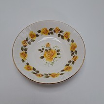 Ridgway Ironstone Golden Rose Dessert Bowl With Yellow Floral Design &amp; Gold Trim - $9.70