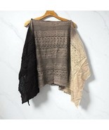 Boho CURATIONS Upcycled Hi Lo Poncho Top  Shawl Black Gray White OS - $926.53 MXN
