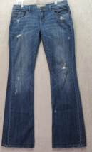 American Rag Cie Jeans Women Size 7 Blue Denim Cotton Stretch Pocket Bootcut Leg - £16.60 GBP