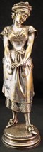 Antique Leopold Harze Silvered Bronze Sculpture Figurine Marinette -Young Lady - £419.58 GBP
