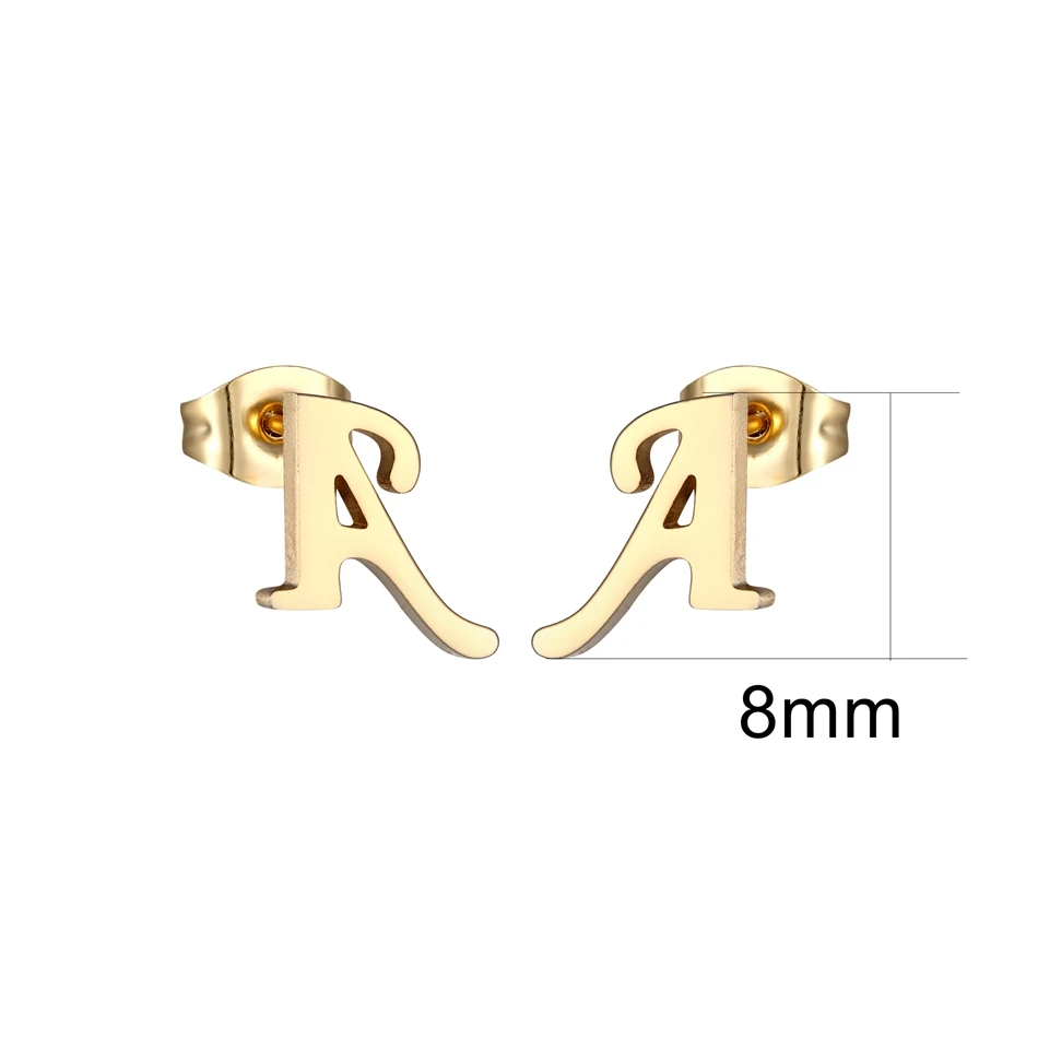 Play Gold 26 Letters Stainless Steel Earrings Girls Play Child A B C D Ear Pierc - £23.12 GBP