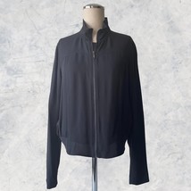 Lafayette 148 NY Black Silk Jacket Zip Front Stand Up Collar-Women&#39;s Siz... - $66.45
